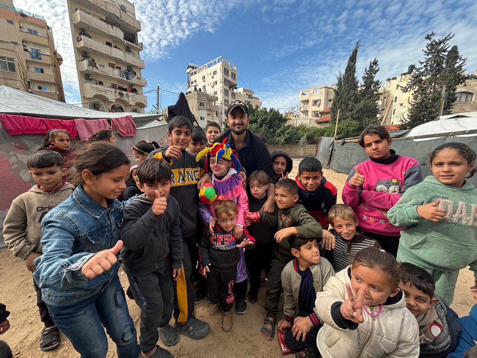 Volunteers with children